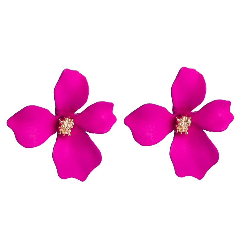 NESSA | Chic Dogwood Gold Trim Trendy Earrings